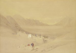 The Convent of St. Catherine, Mount Sinai, looking towards the Plain of the Encampment, 1839
